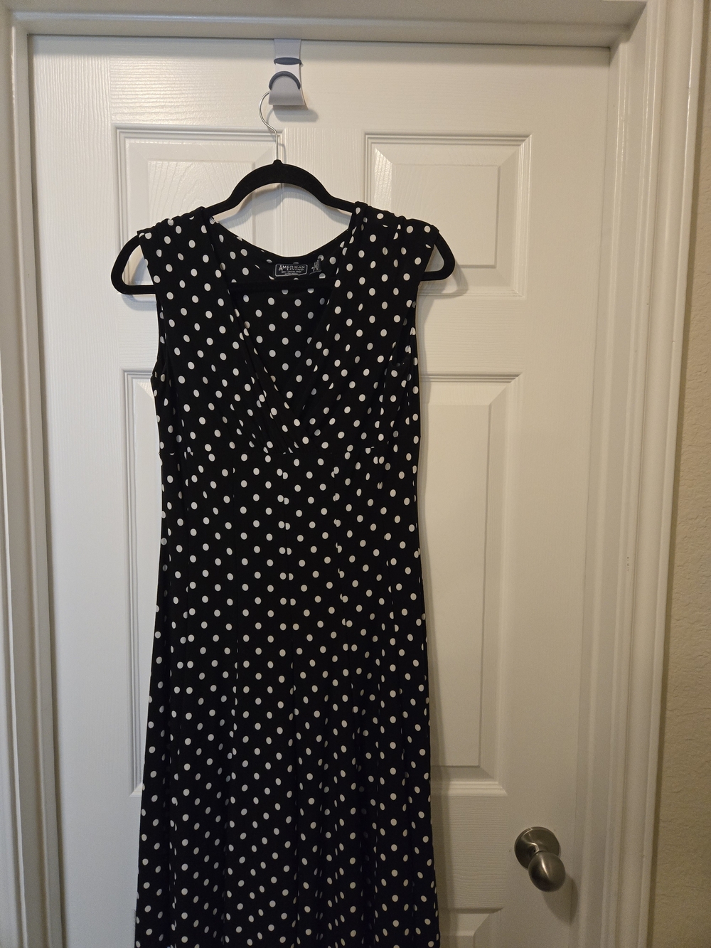 American Living Black Dress with White Polka Dots - Sleeveless Midi